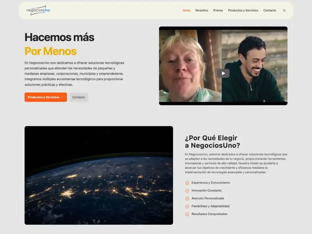 cover preview of Negocios Uno Landing Page